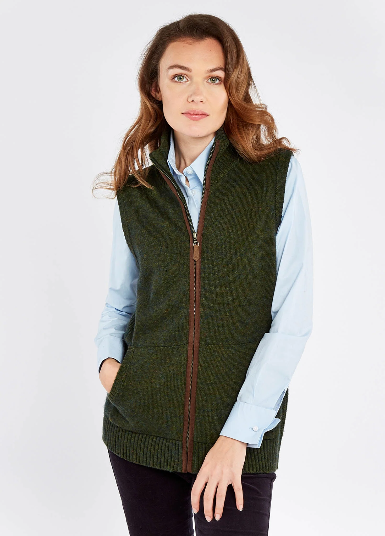 Sheedy Full Zip Sweater Vest - Olive