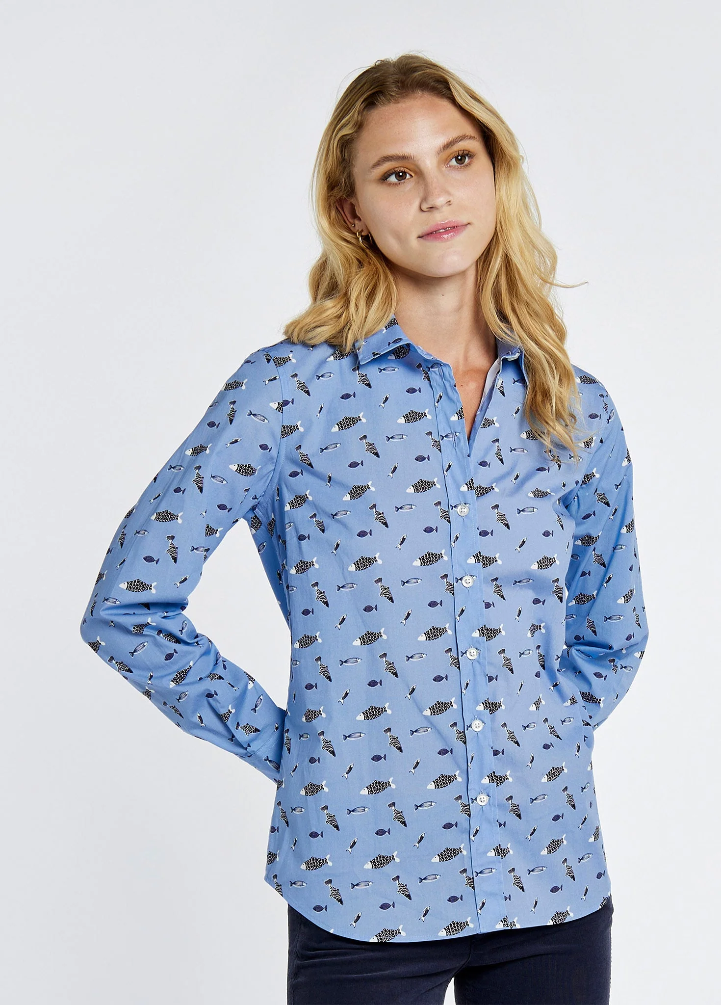 Cherryblossom Printed Shirt - Light Sky