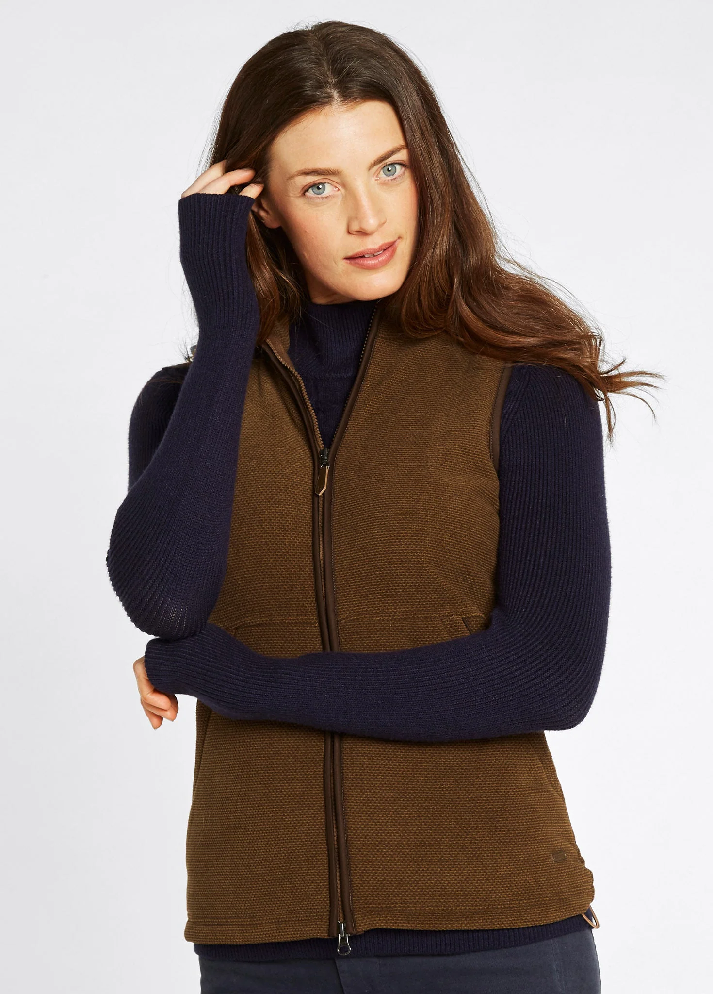 Carbury Ladies' Fleece Vest - Walnut