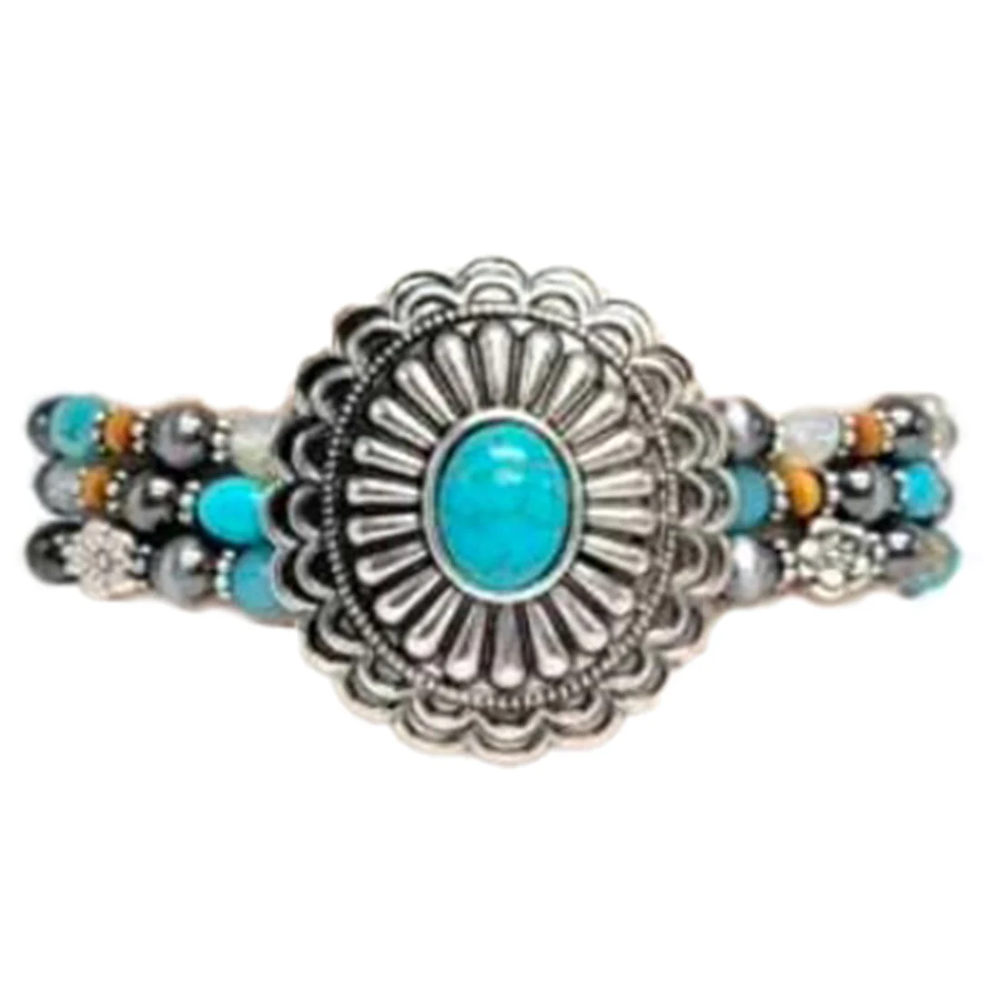 Wyo Horse Women's Beaded Concho Stretch Bracelet