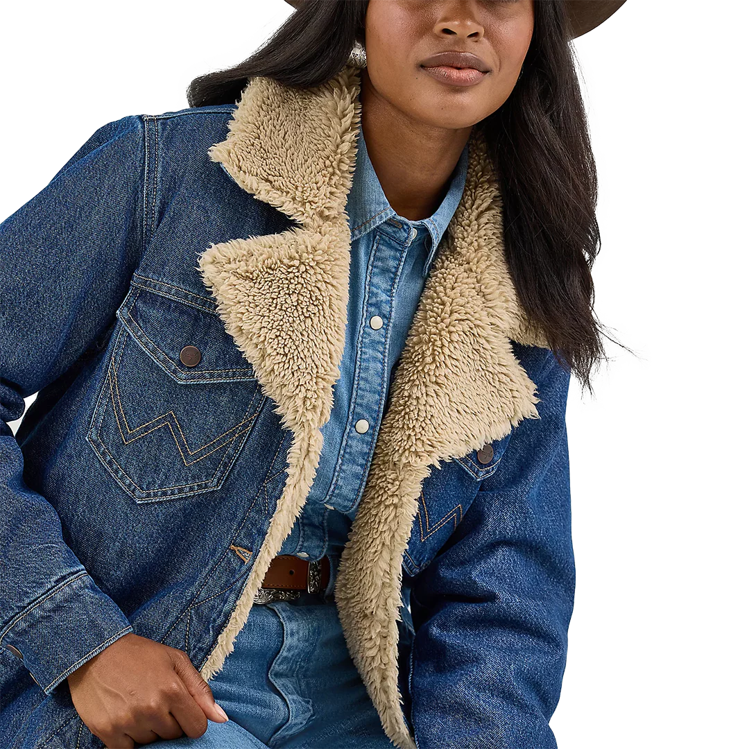 Wrangler Women's Western Sherpa Lined Denim Range Coat
