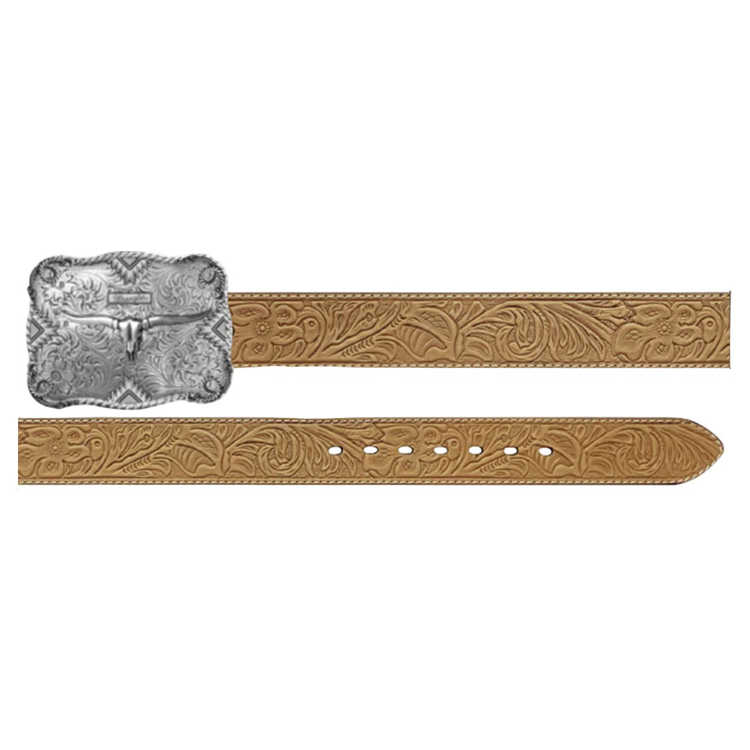 Wrangler Men's Floral Embossed Leather Belt