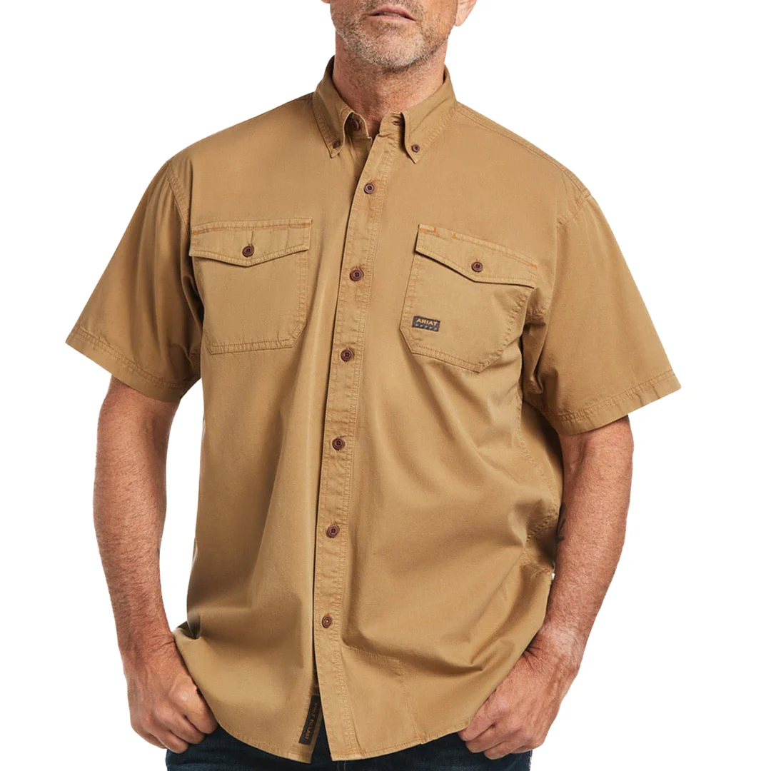 Ariat Men's Rebar Washed Twill Short Sleeve Button-Down Shirt