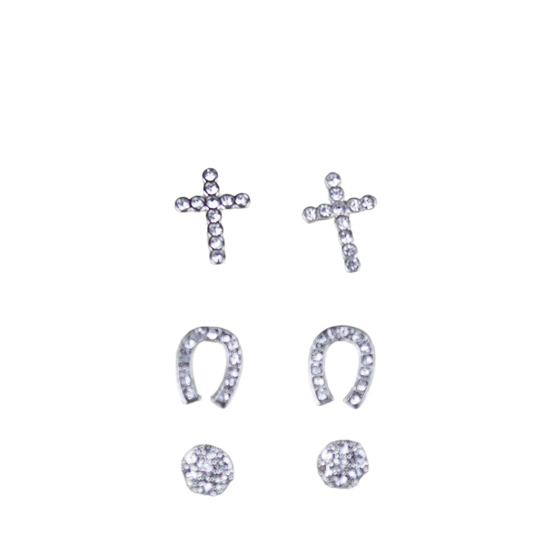 M&F Western Products Silver Strike Earring Set