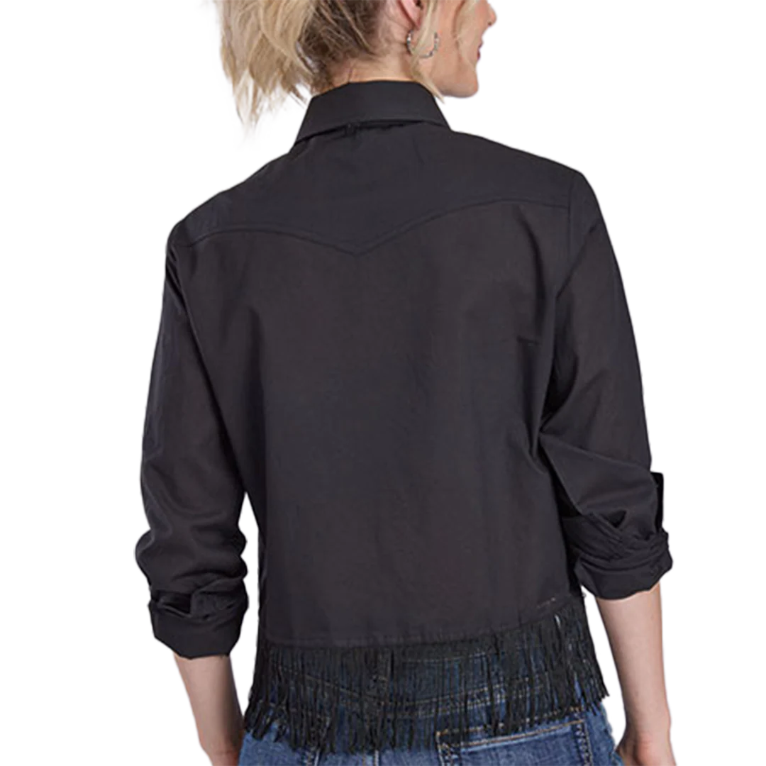 Roper Women's Cropped Boyfriend Fringe Long Sleeve Shirt