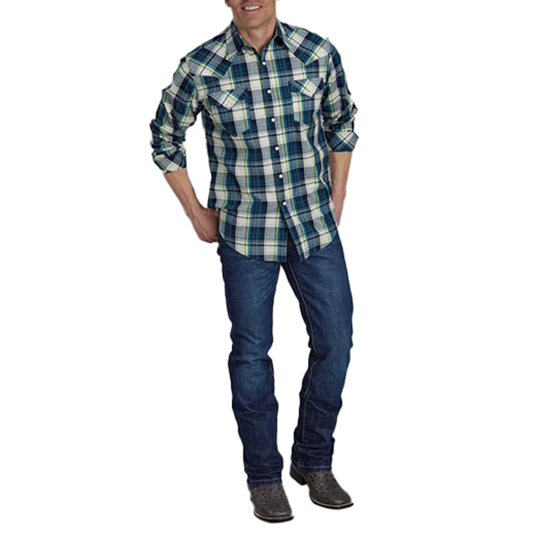 Roper Men's Plaid Snap Shirt In Blue
