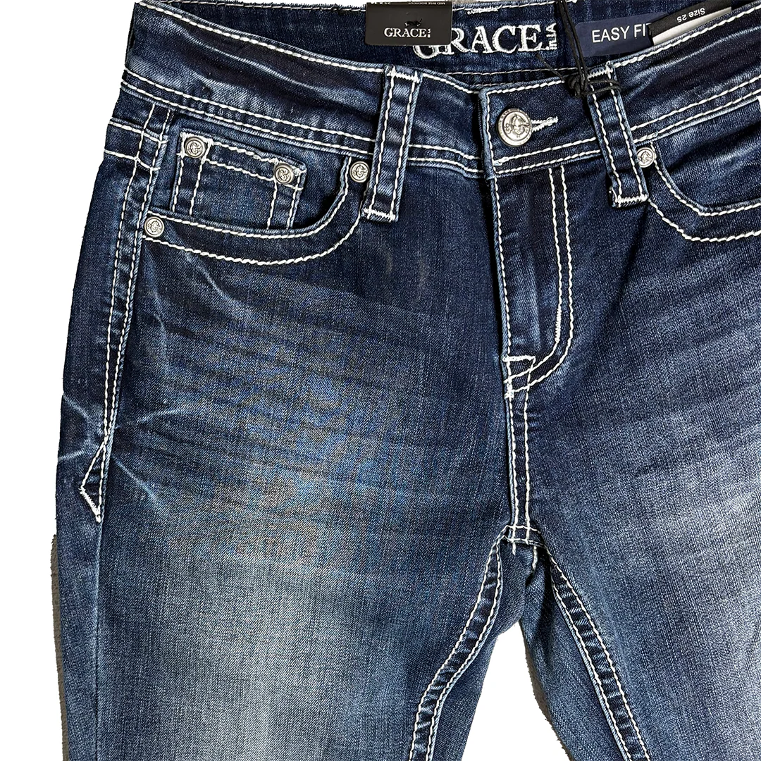 Grace in LA Women's Steerhead Pocket Bootcut Jeans