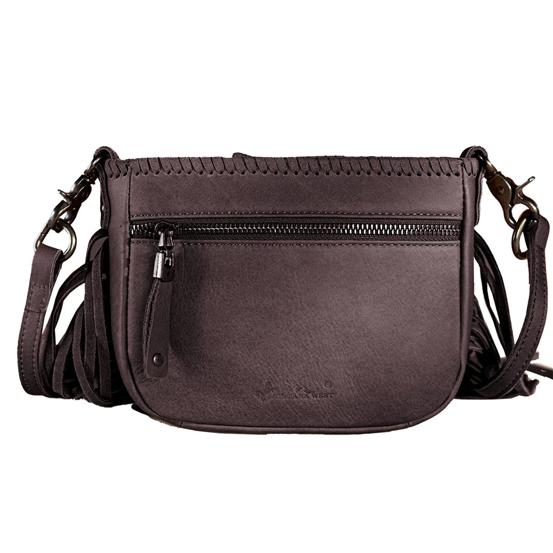 Montana West Genuine Leather Fringe Crossbody Bag