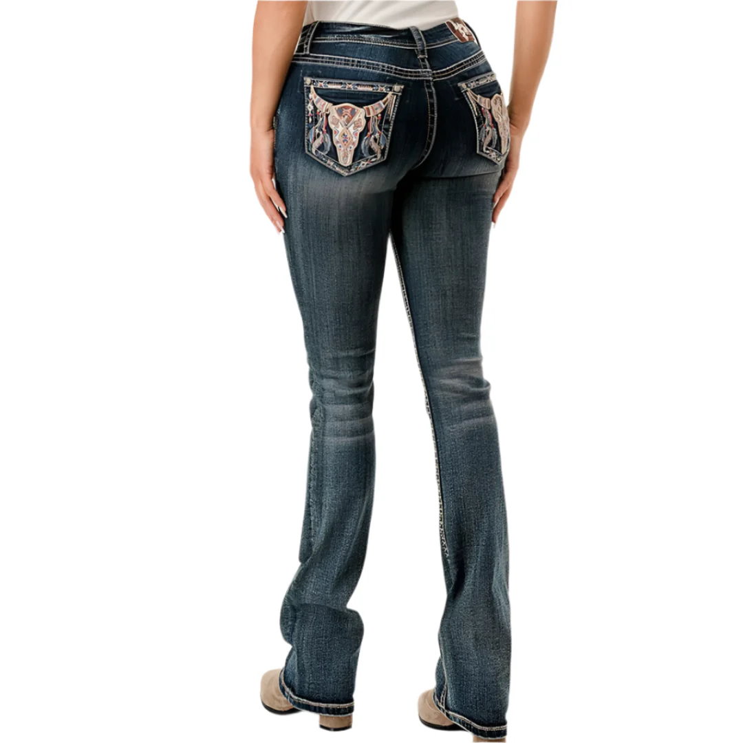 Grace in LA Women's Steerhead Pocket Bootcut Jeans