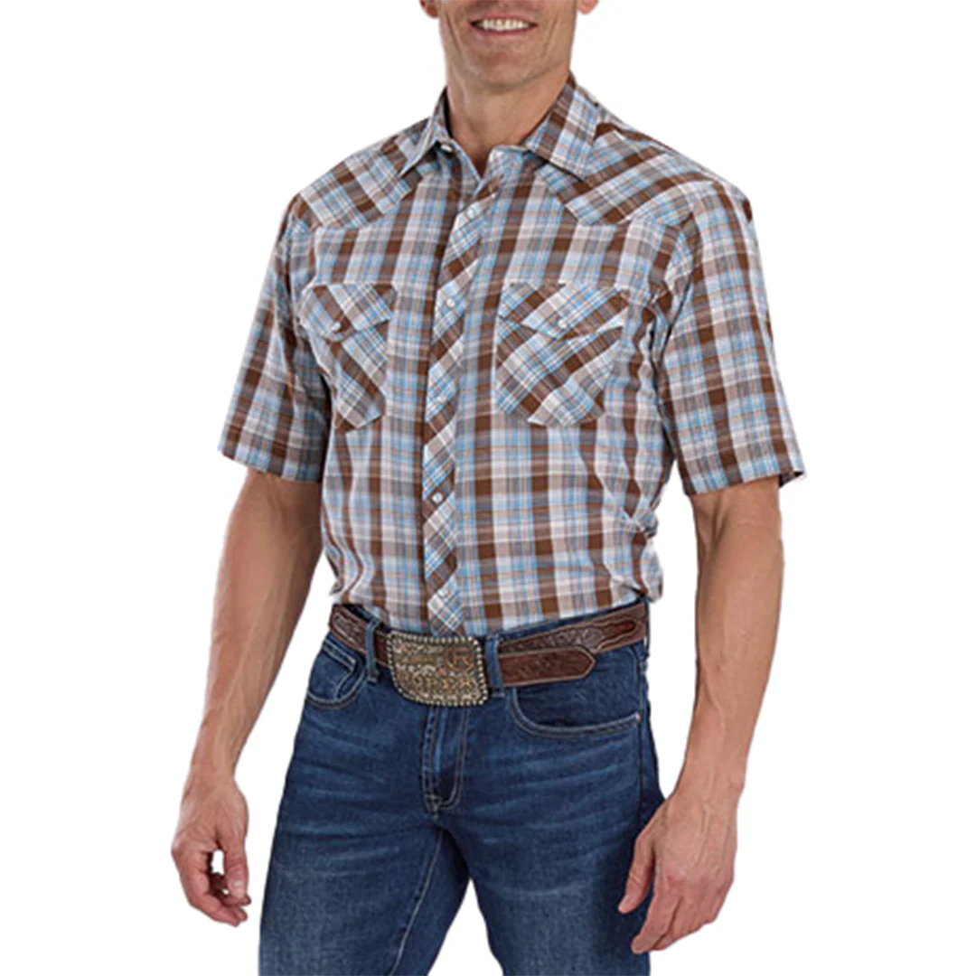 Roper Men's Plaid Short Sleeve Snap Shirt