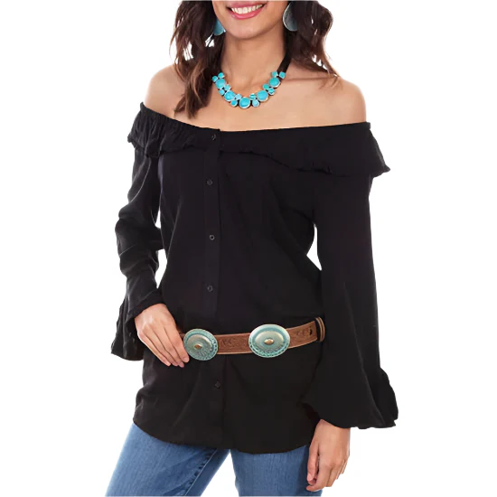 Scully Women's Off Shoulder Button-Down Blouse