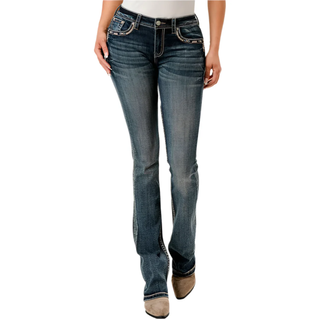 Grace in LA Women's Steerhead Pocket Bootcut Jeans