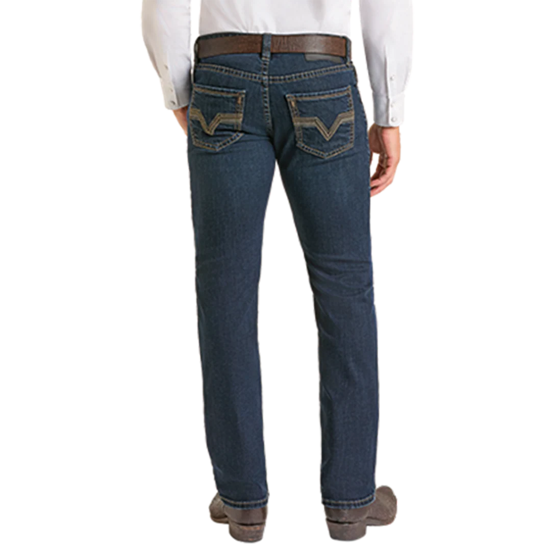 Rock & Roll Denim Men's Embroidery Skinny Straight Jeans