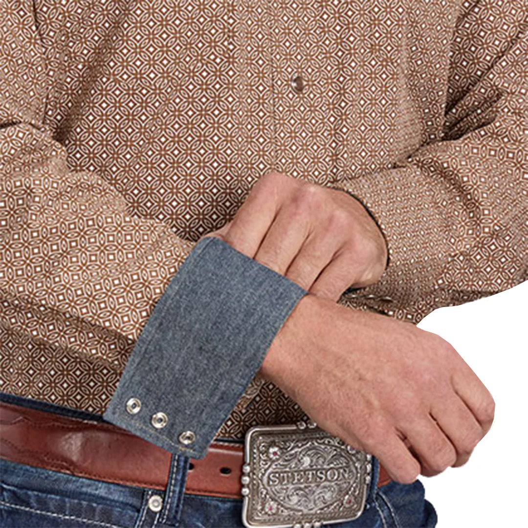 Stetson Men's Geometric Print Long Sleeve Snap Shirt