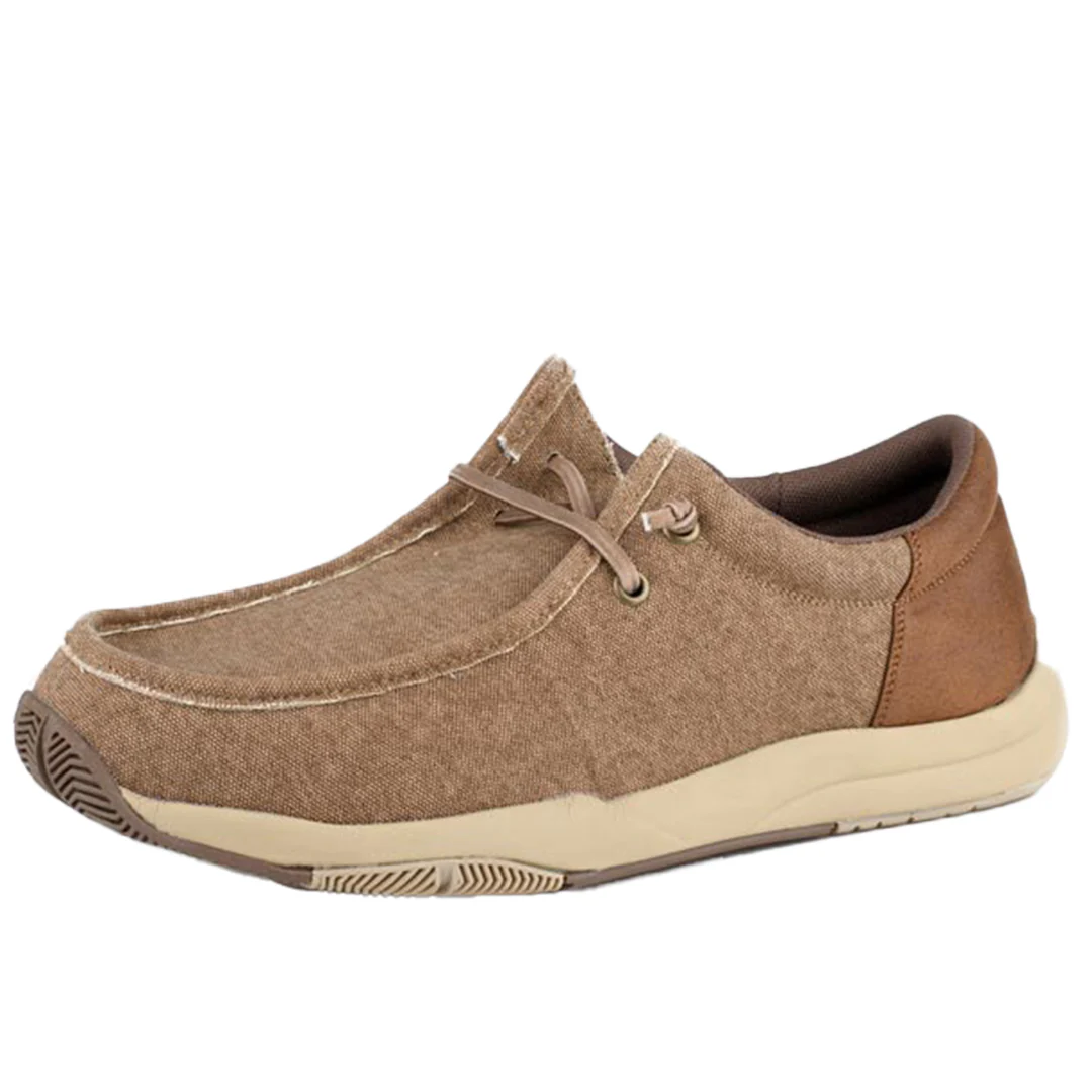 Roper Men's Canvas With Faux Leather Heel Shoes