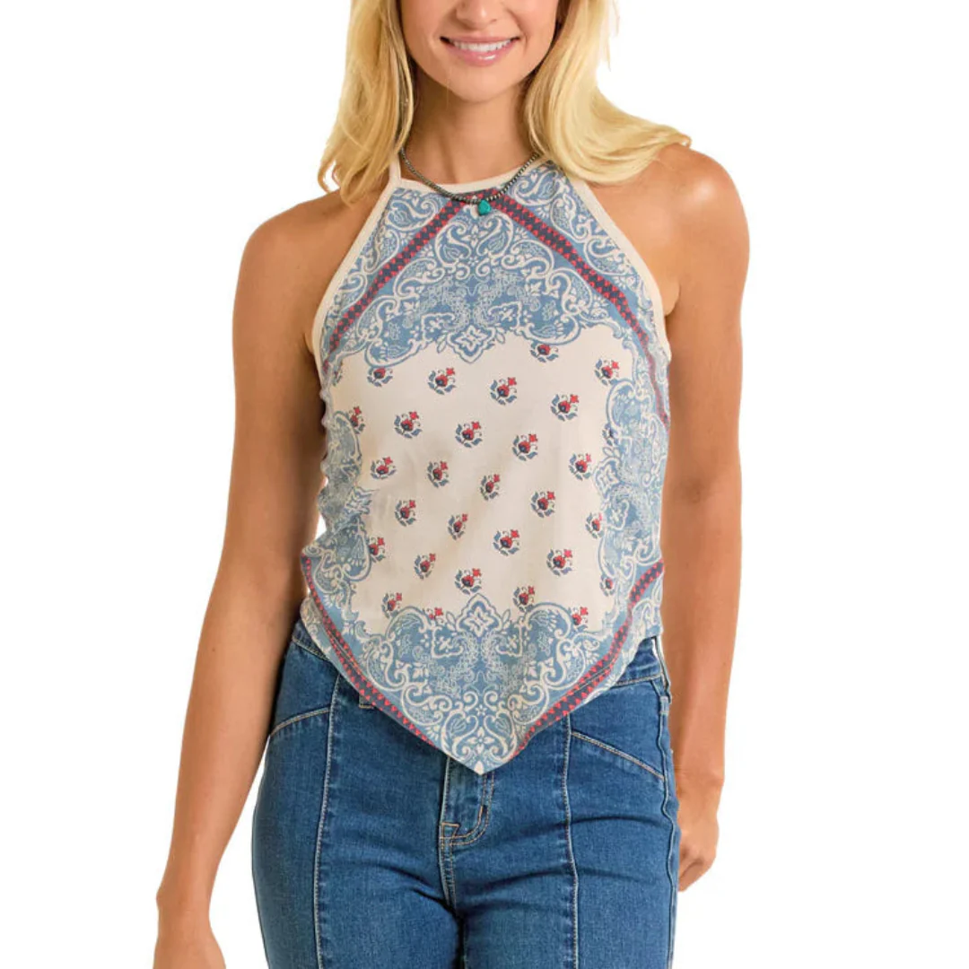 Rock & Roll Denim Women's Scarf Print Tank