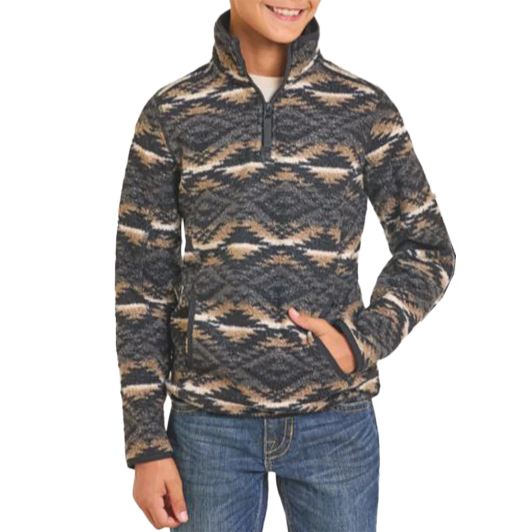 Rock & Roll Denim Boys' Printed Aztec 1/4 Zip Pullover
