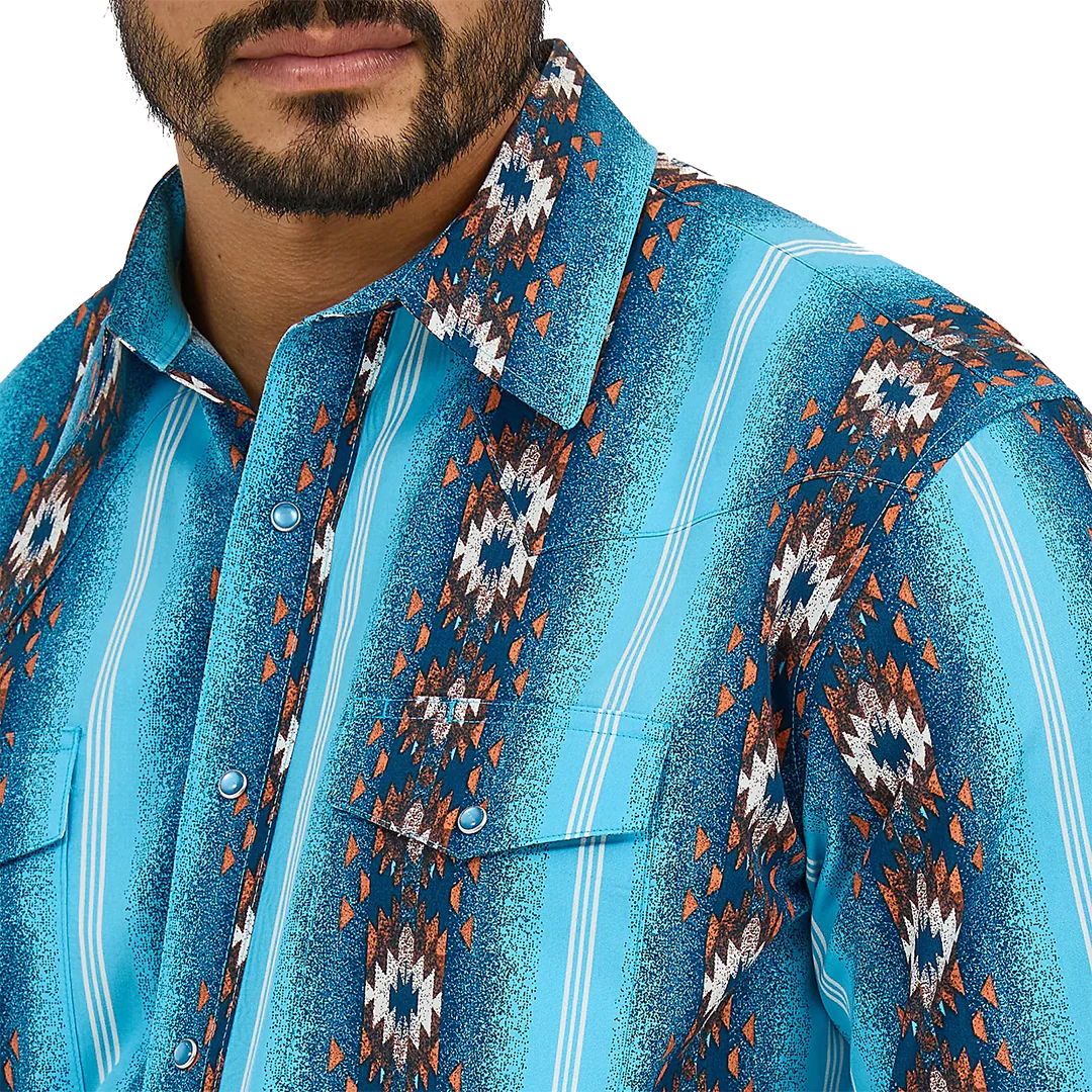 Wrangler Men's Checotah Aztec Long Sleeve Snap Shirt
