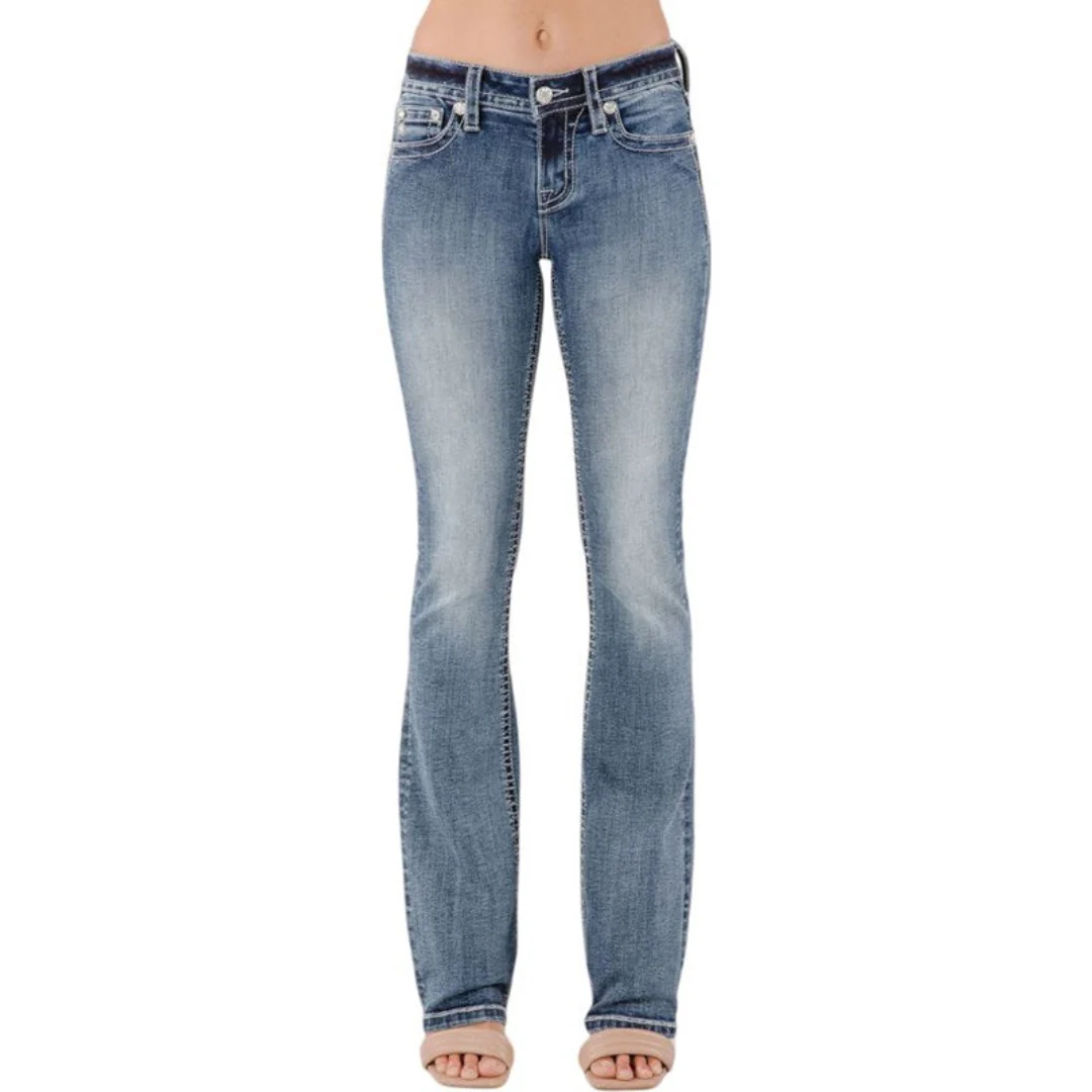 Miss Me Women's Mandala Feathers Bootcut Jeans