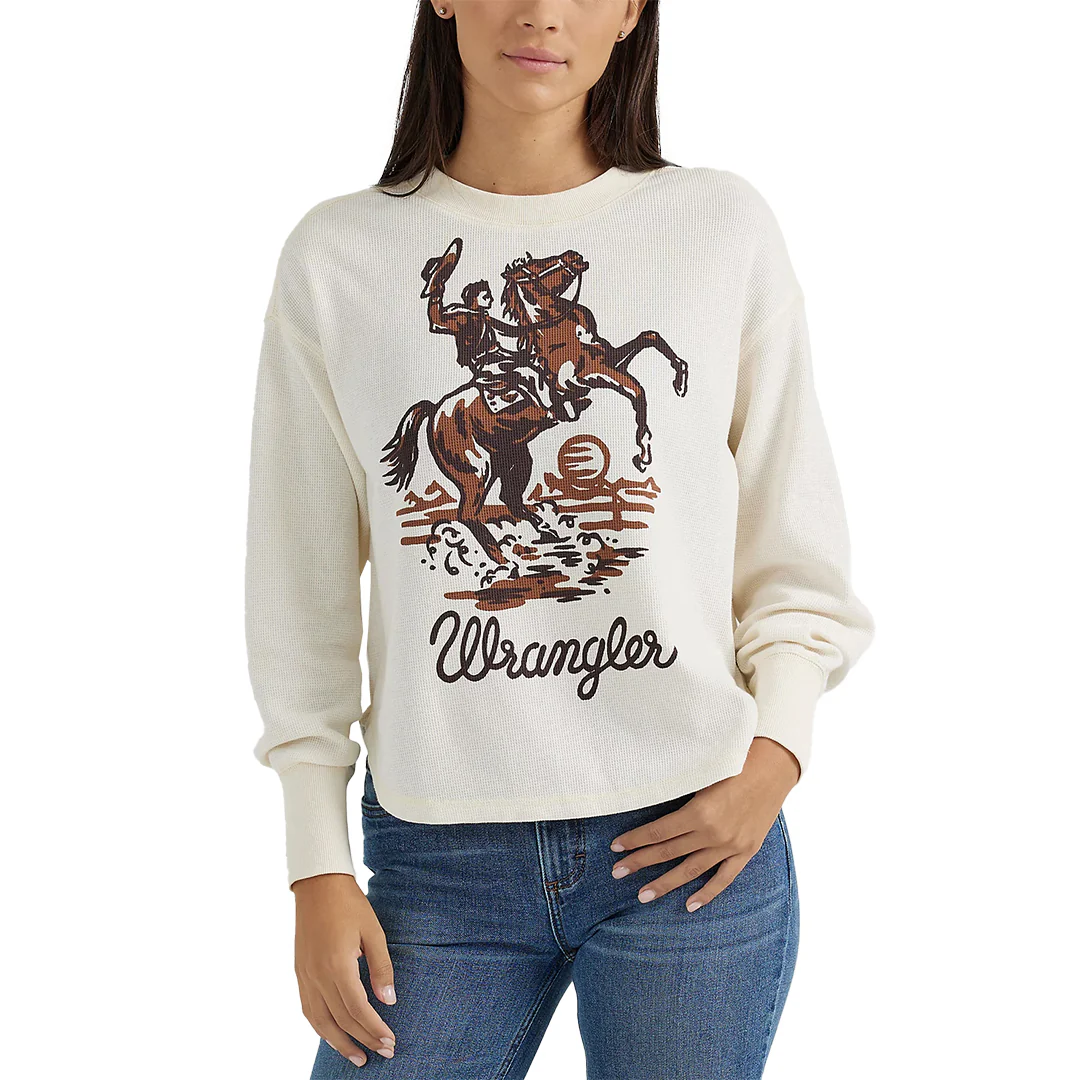 Wrangler Women's Bucking Cowboy Waffle Thermal Shirt