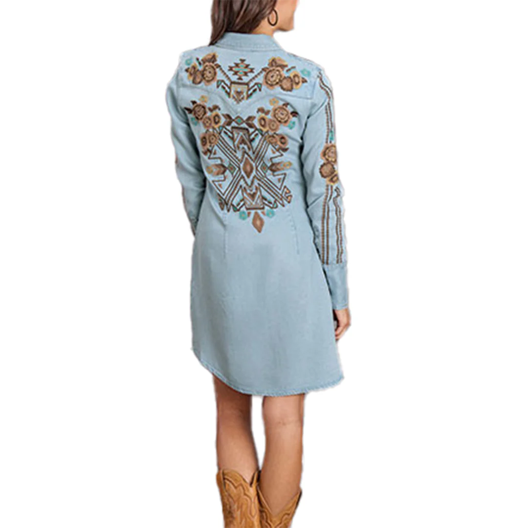 Stetson Women's Embroidered Denim Shirt Dress