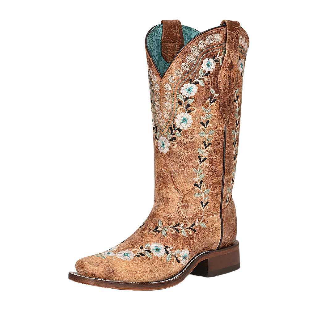 Corral Women's Floral Embroidered Square Toe Cowgirl Boots
