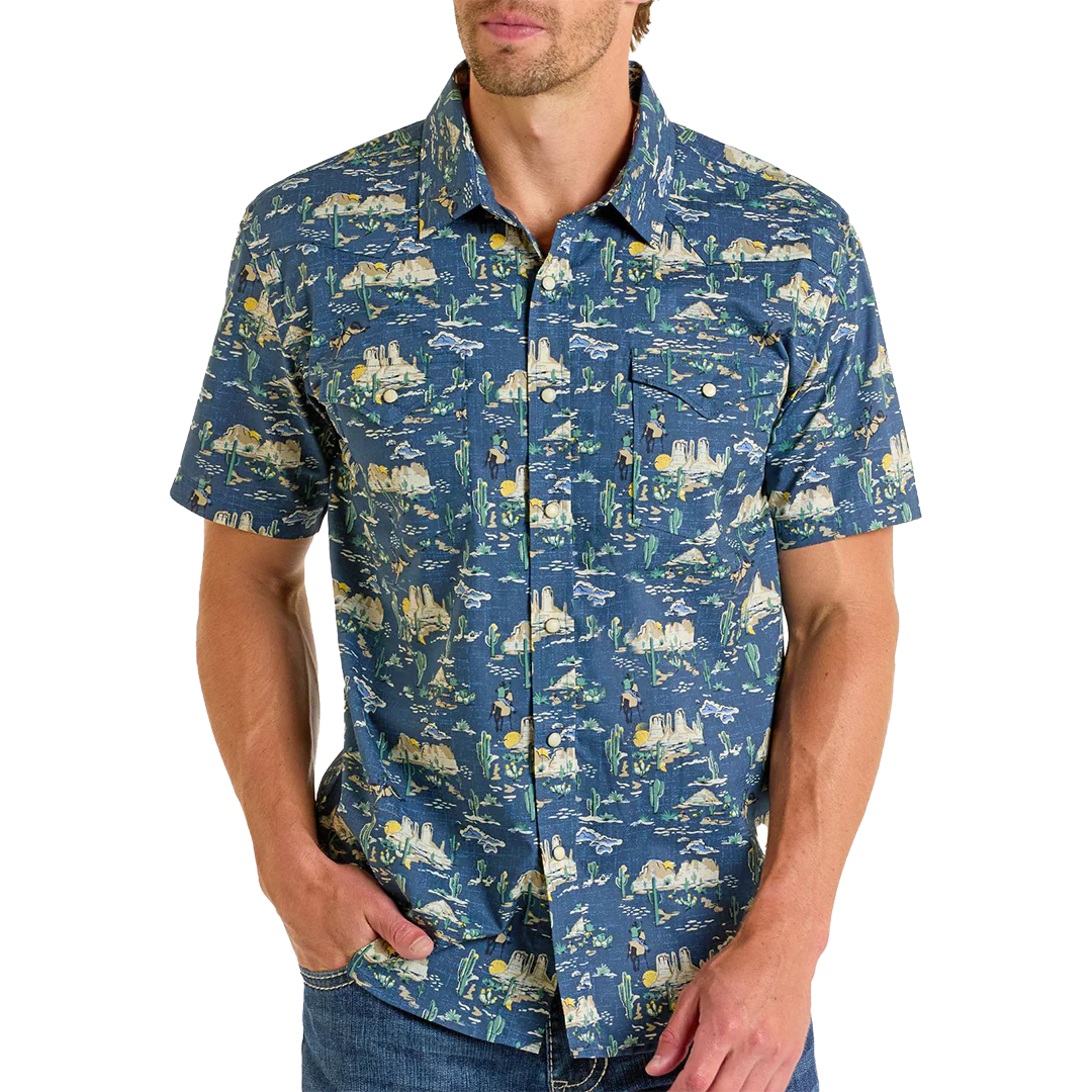 Rock & Roll Denim Men's Desert Print Short Sleeve Snap Shirt