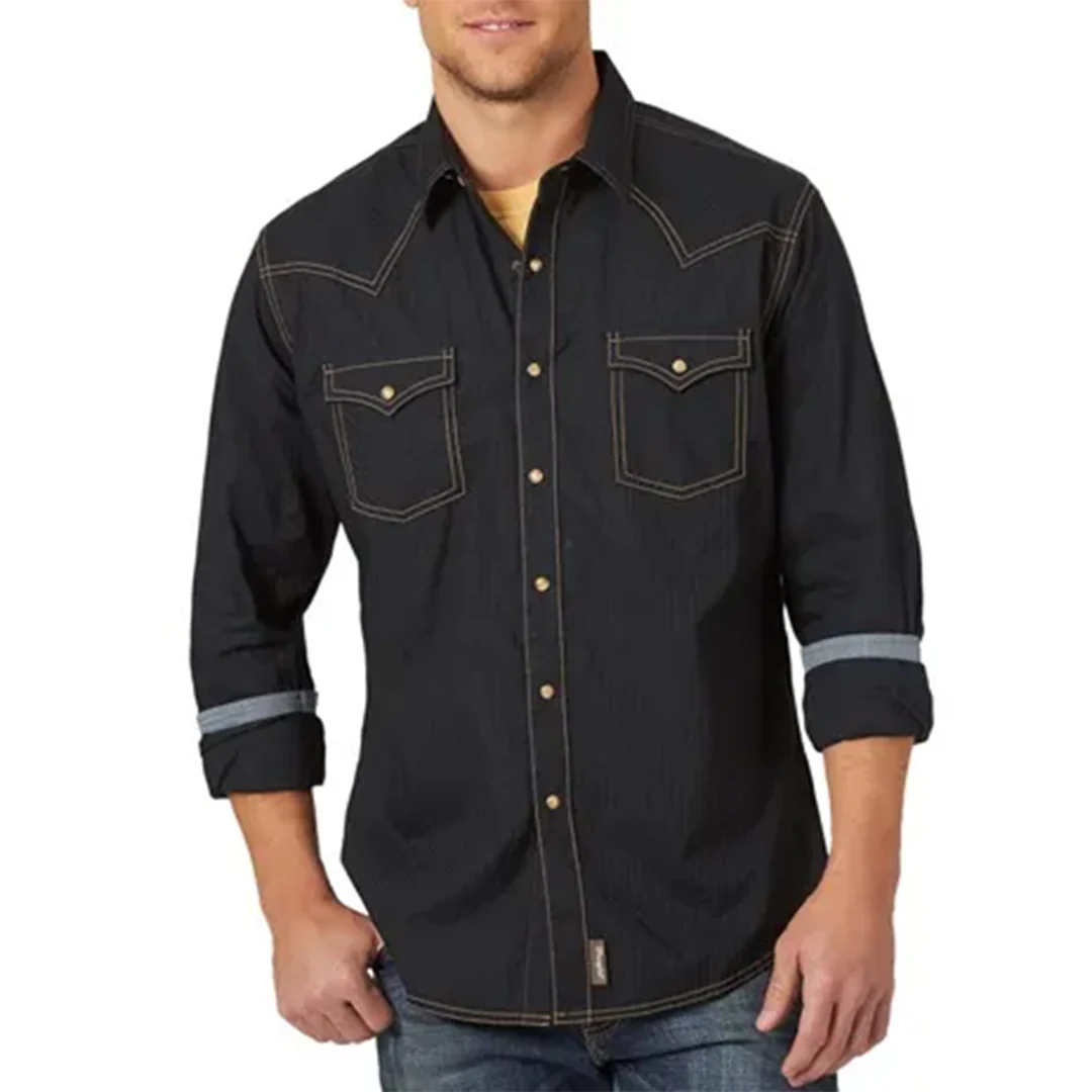 Wrangler Men's Retro Slid Dobby Long Sleeve Snap Shirt