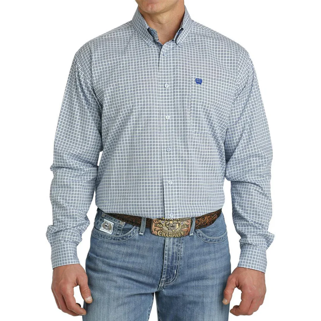 Cinch Men's Geometric Print  Long Sleeve Button Shirt