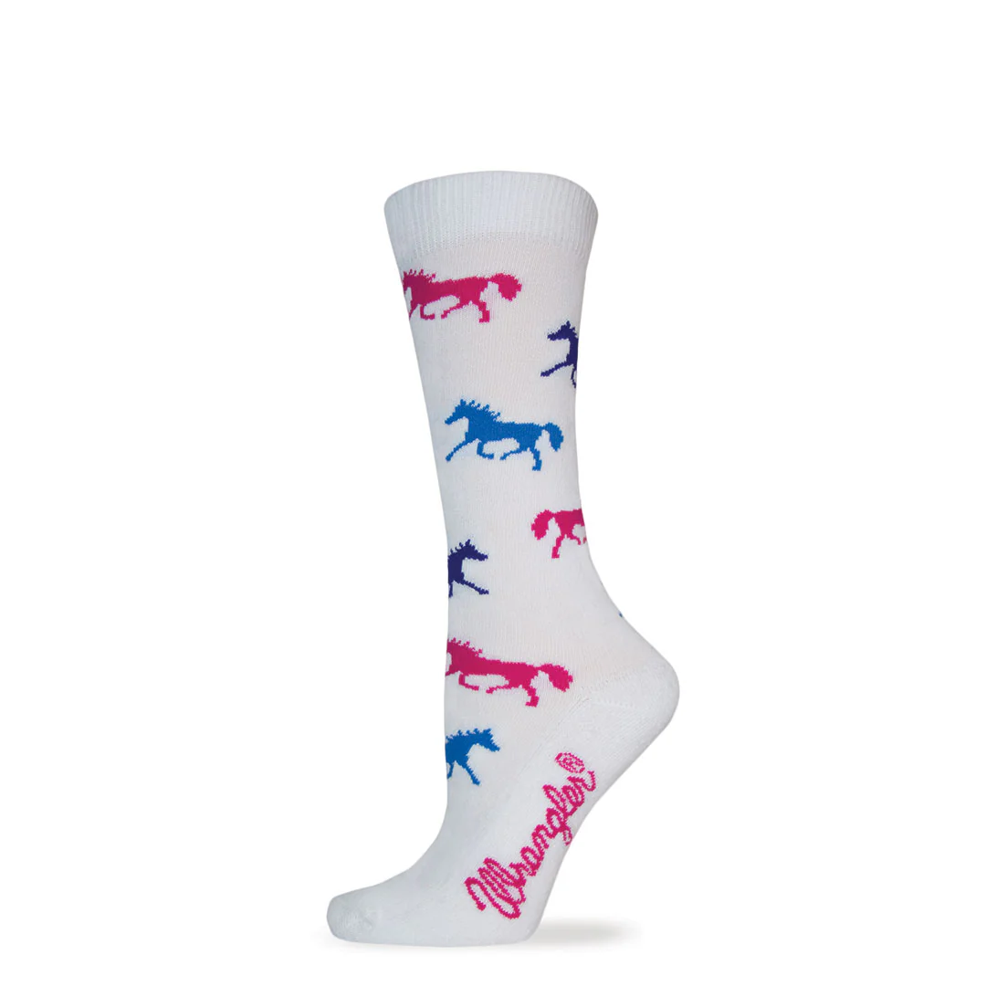 Wrangler Horse Print Womens Crew Sock