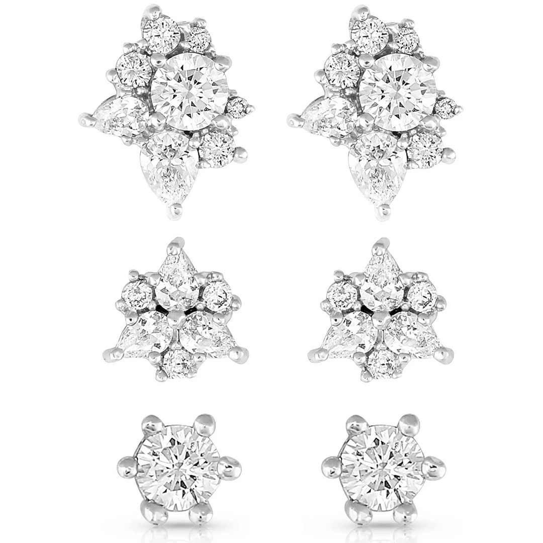 Montana Silversmiths Triple Play Crystal Post Earring Set