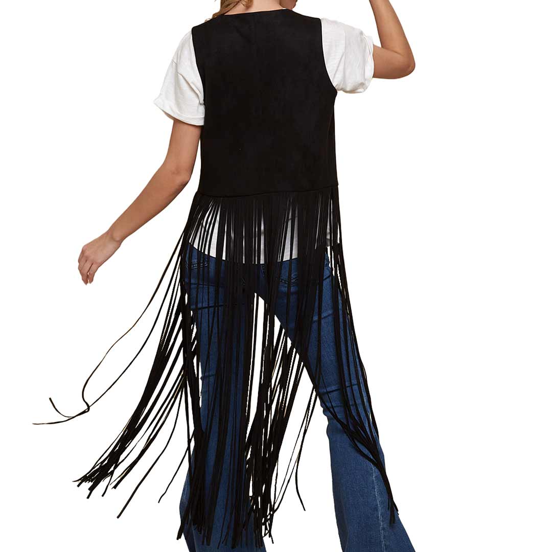 Saints & Hearts Women's Long Fringe Suede Vest