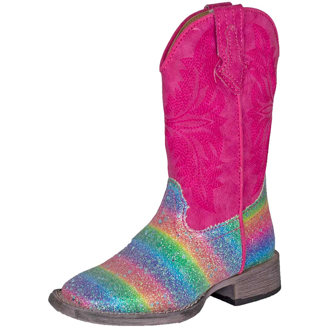Roper Girls' Rainbow Glitter Cowgirl Boots