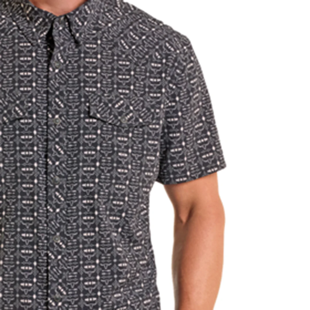 Panhandle Men's Aztec Longhorn Short Sleeve Snap Shirt