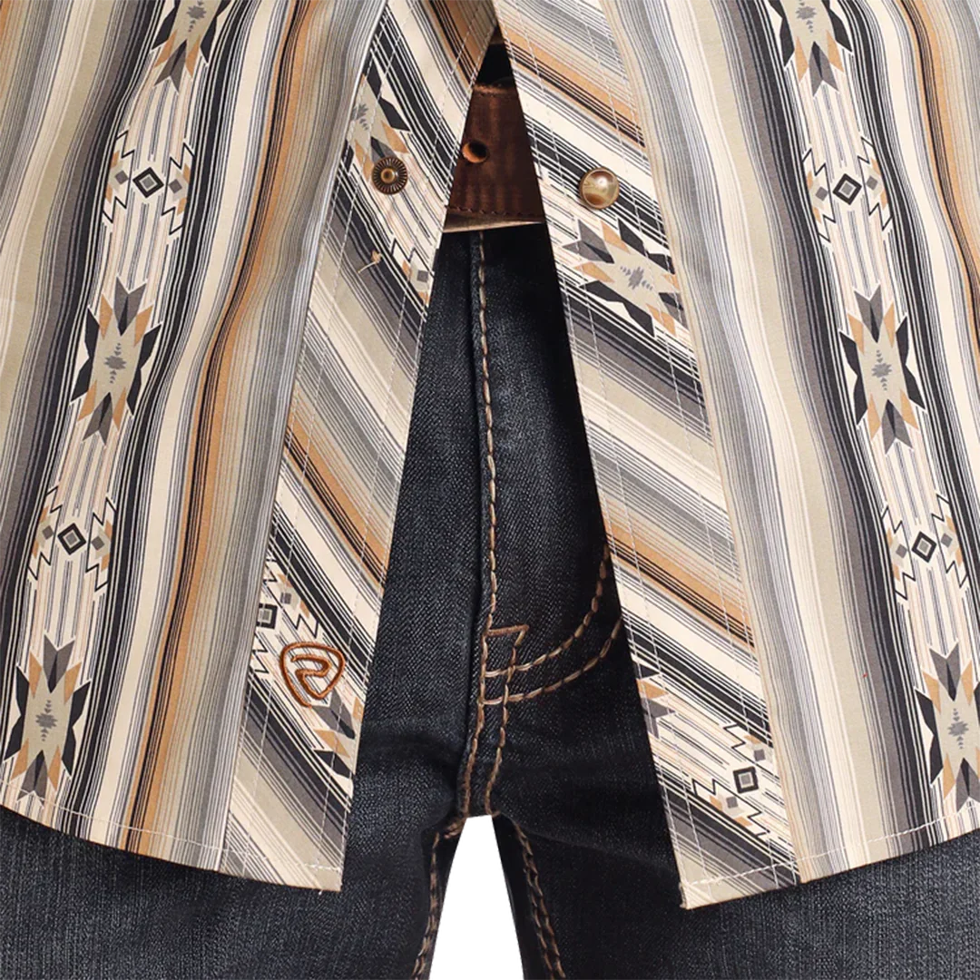Rock & Roll Denim Men's Striped Aztec Long Sleeve Snap Shirt
