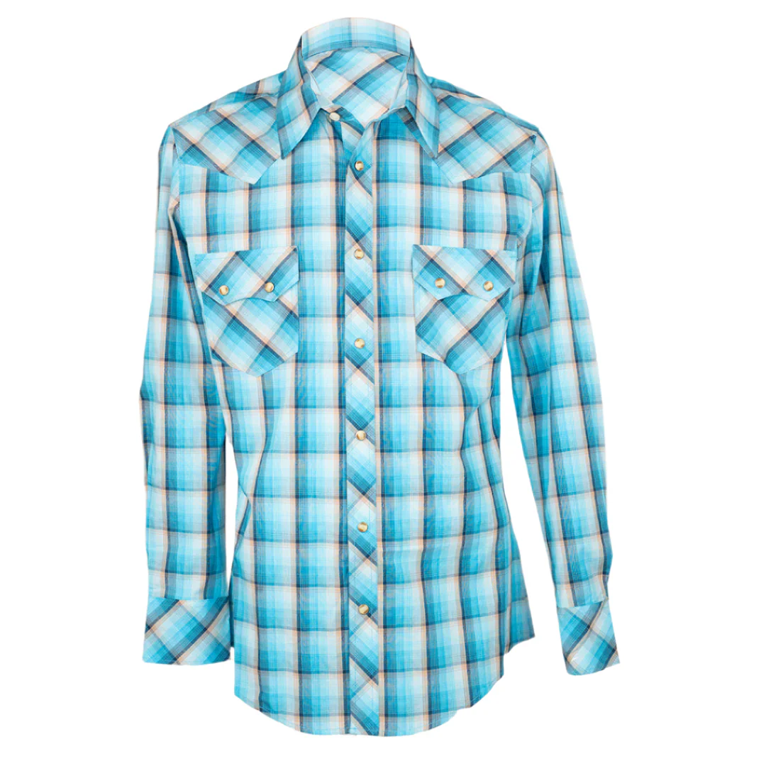 Rock & Roll Denim Men's Plaid Dobby Long Sleeve Snap Shirt