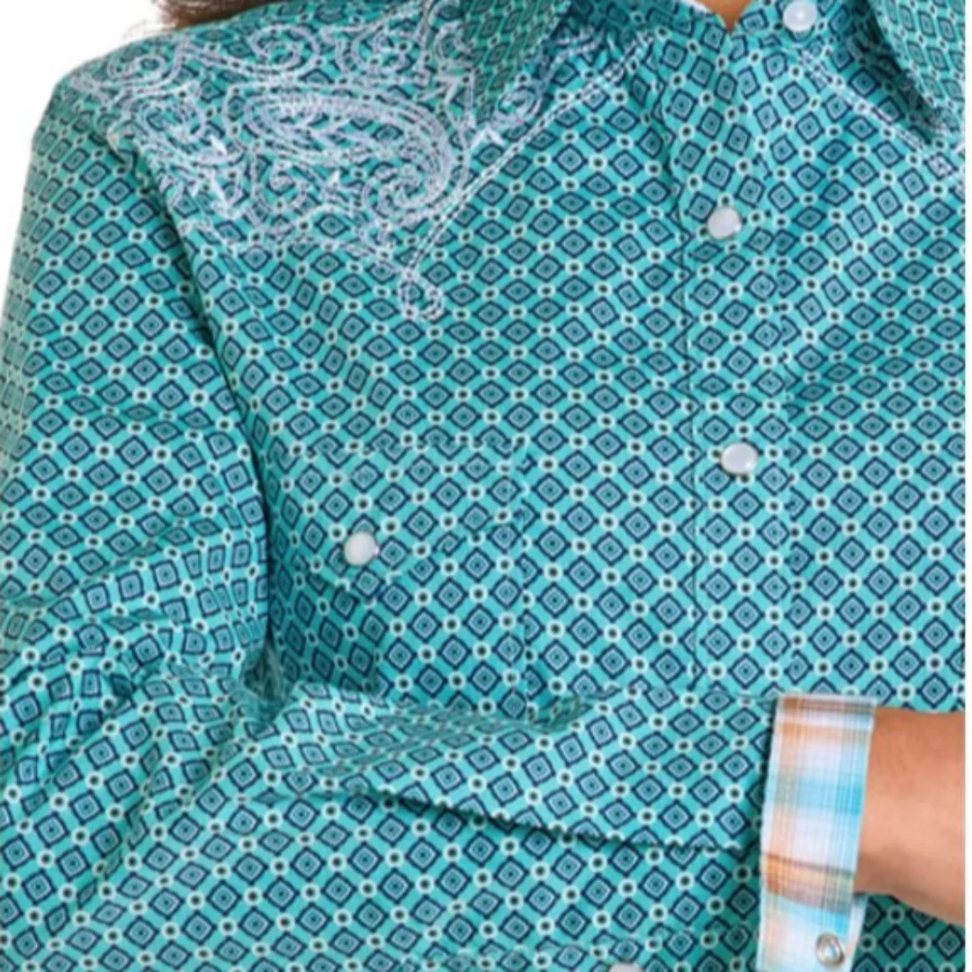 Panhandle Women's Geometric Print Long Sleeve Shirt