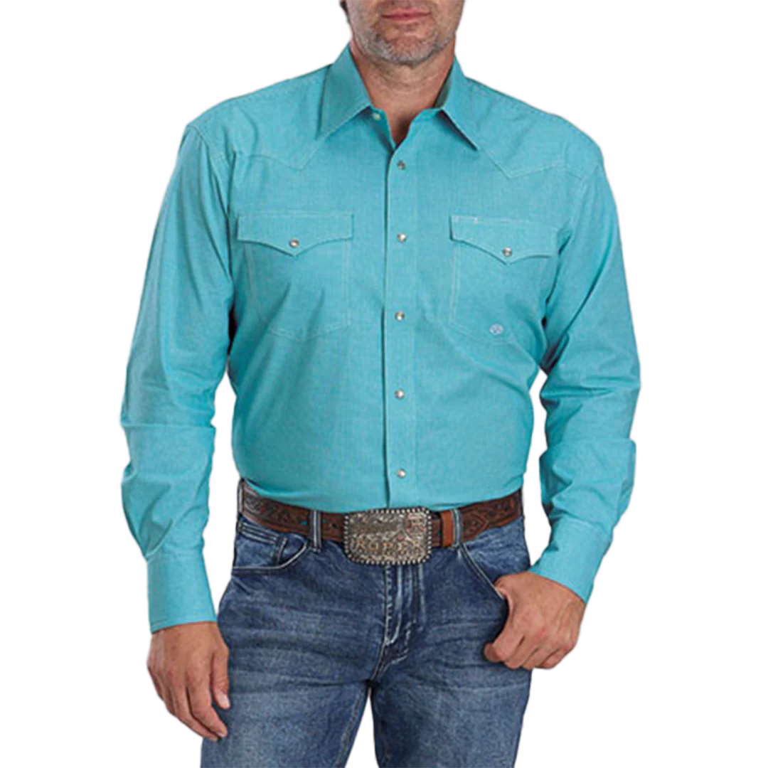 Roper Men's Amarillo Collection Plaid Print Long Sleeve Snap Shirt