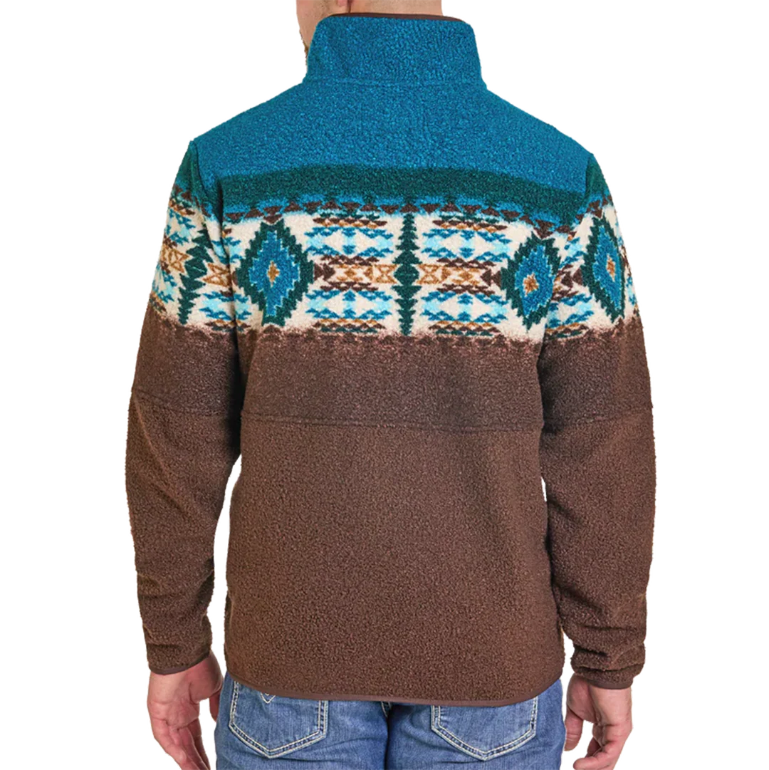 Powder River Outfitters Men's Aztec Border Berber Quarter Zip Pullover