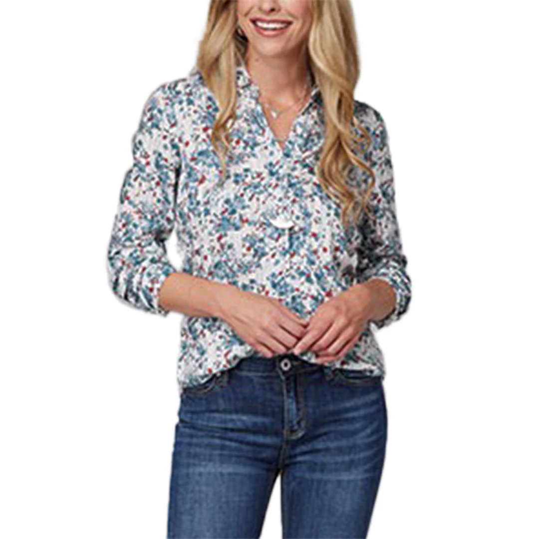 Roper Women's Floral Print Long Sleeve Button Shirt