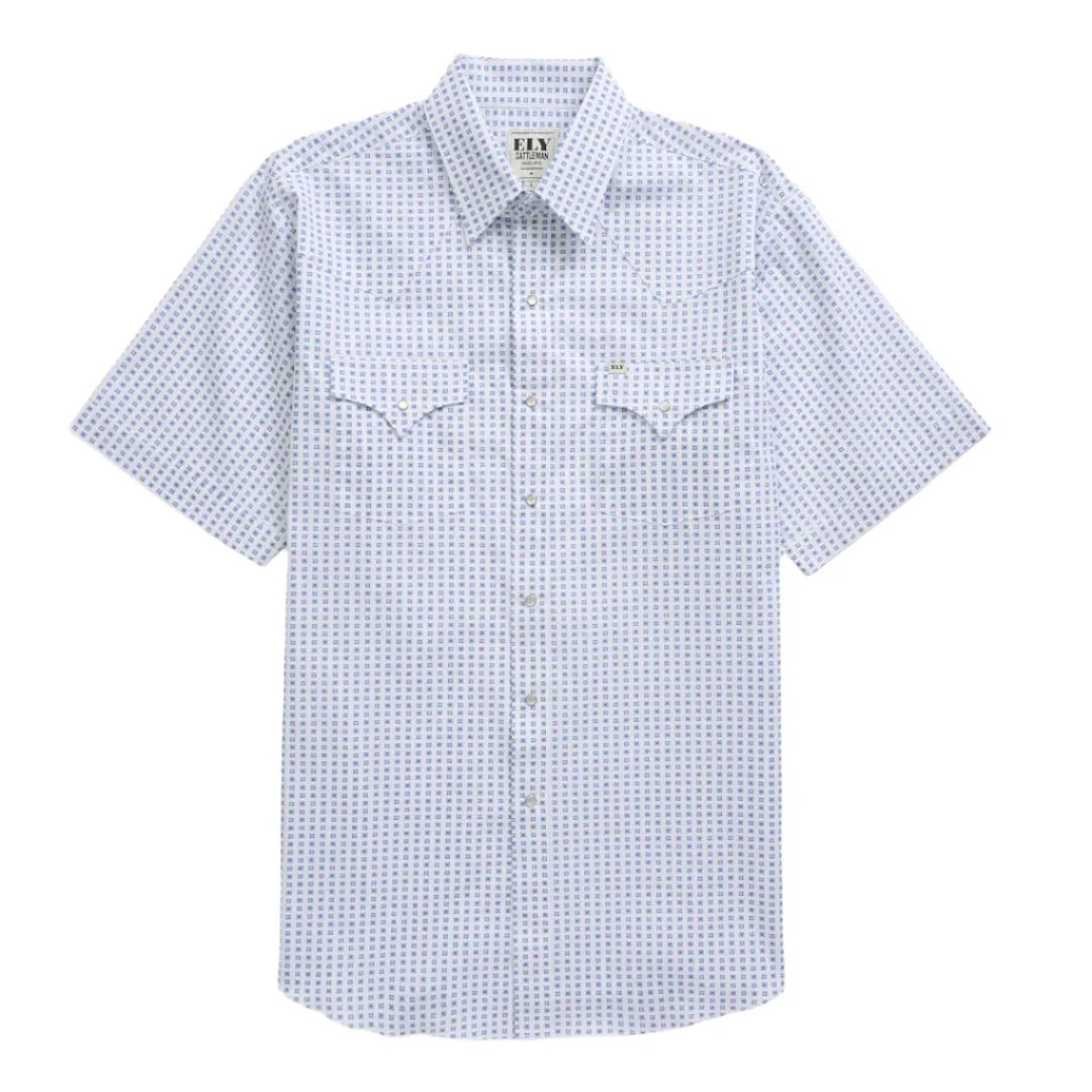 Ely Cattleman Men's Geometric Print Short Sleeve Snap Shirt