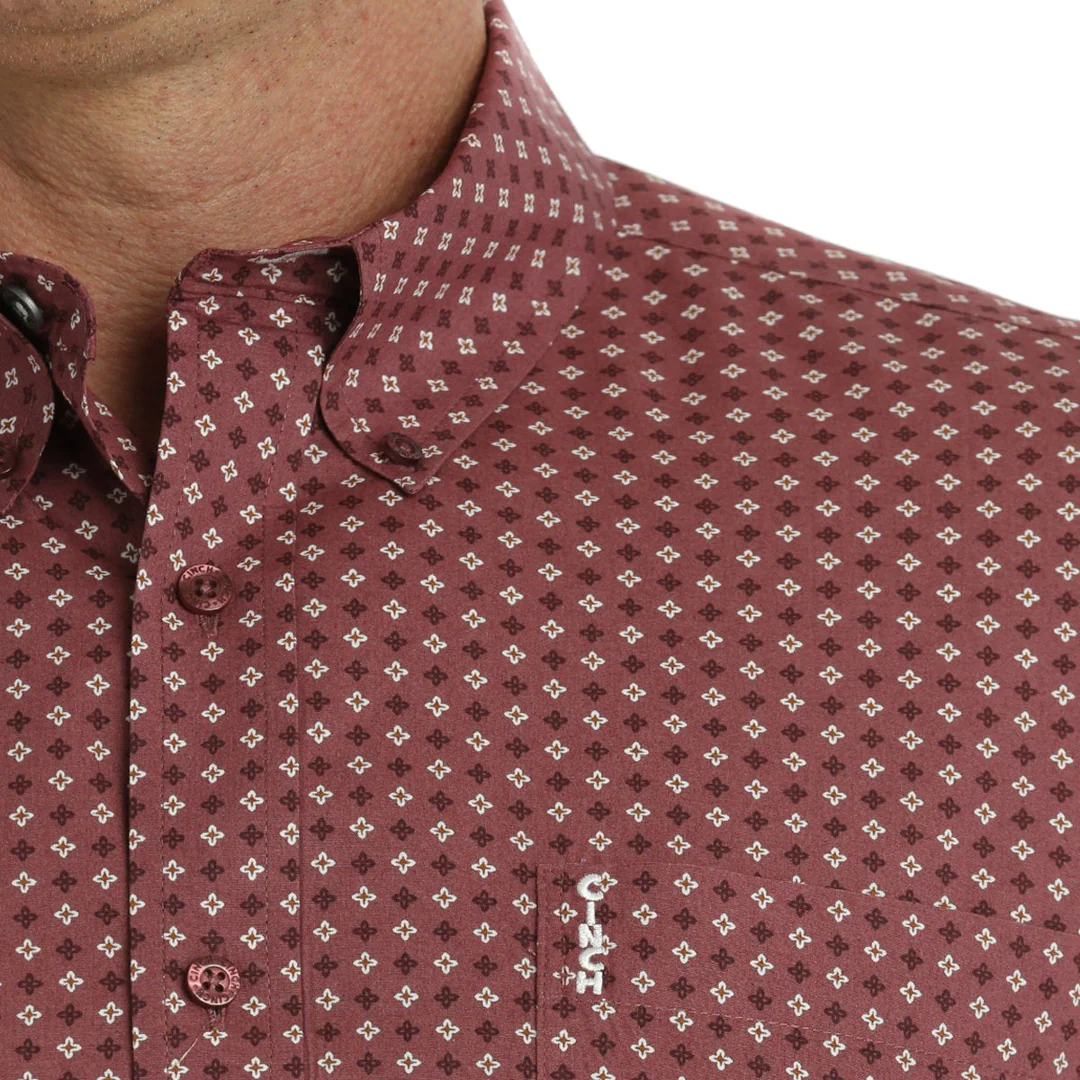 Cinch Men's Modern Fit Button-Down Shirt In Burgundy