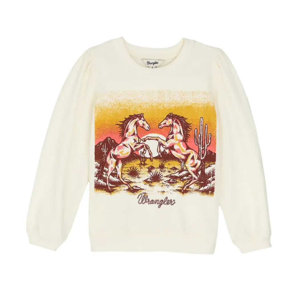 Wrangler Girls'  Graphic Puff Sleeve Pullover