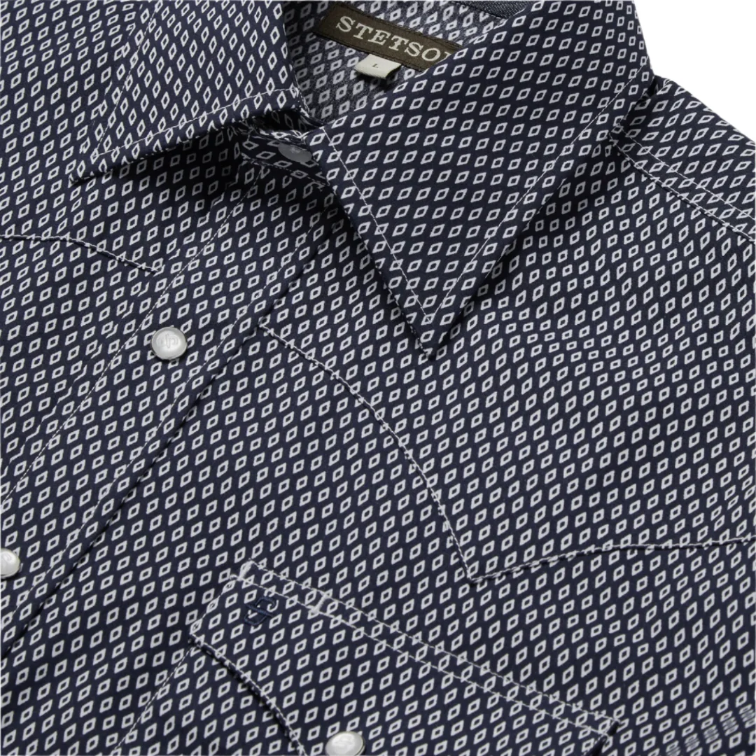 Stetson Men's Diamond Print Long Sleeve Snap Shirt