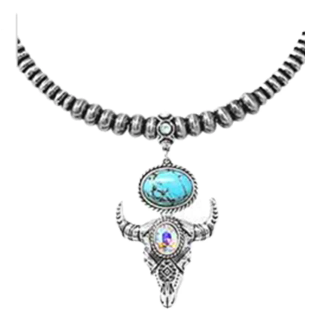 Wyo Horse Women's Steer Head Elliptical Short Necklaces