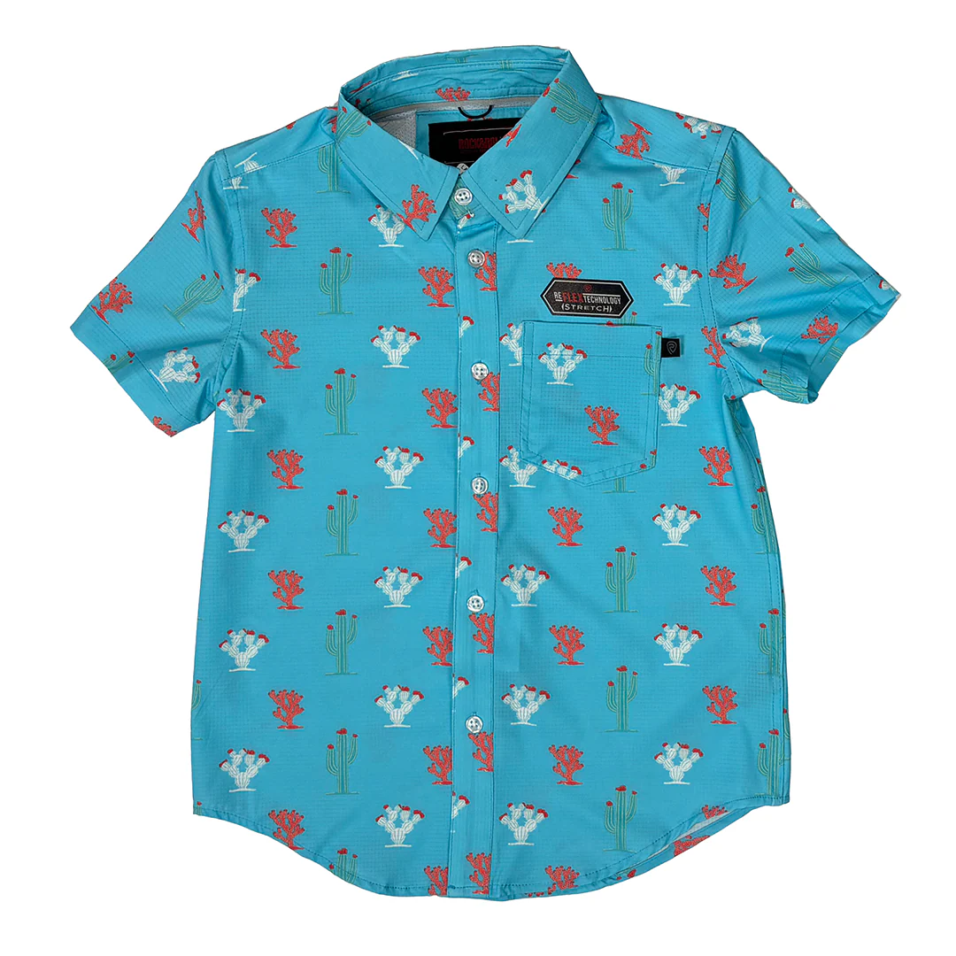 Rock & Roll Denim Boys' Cactus Print Short Sleeve Snap Shirt