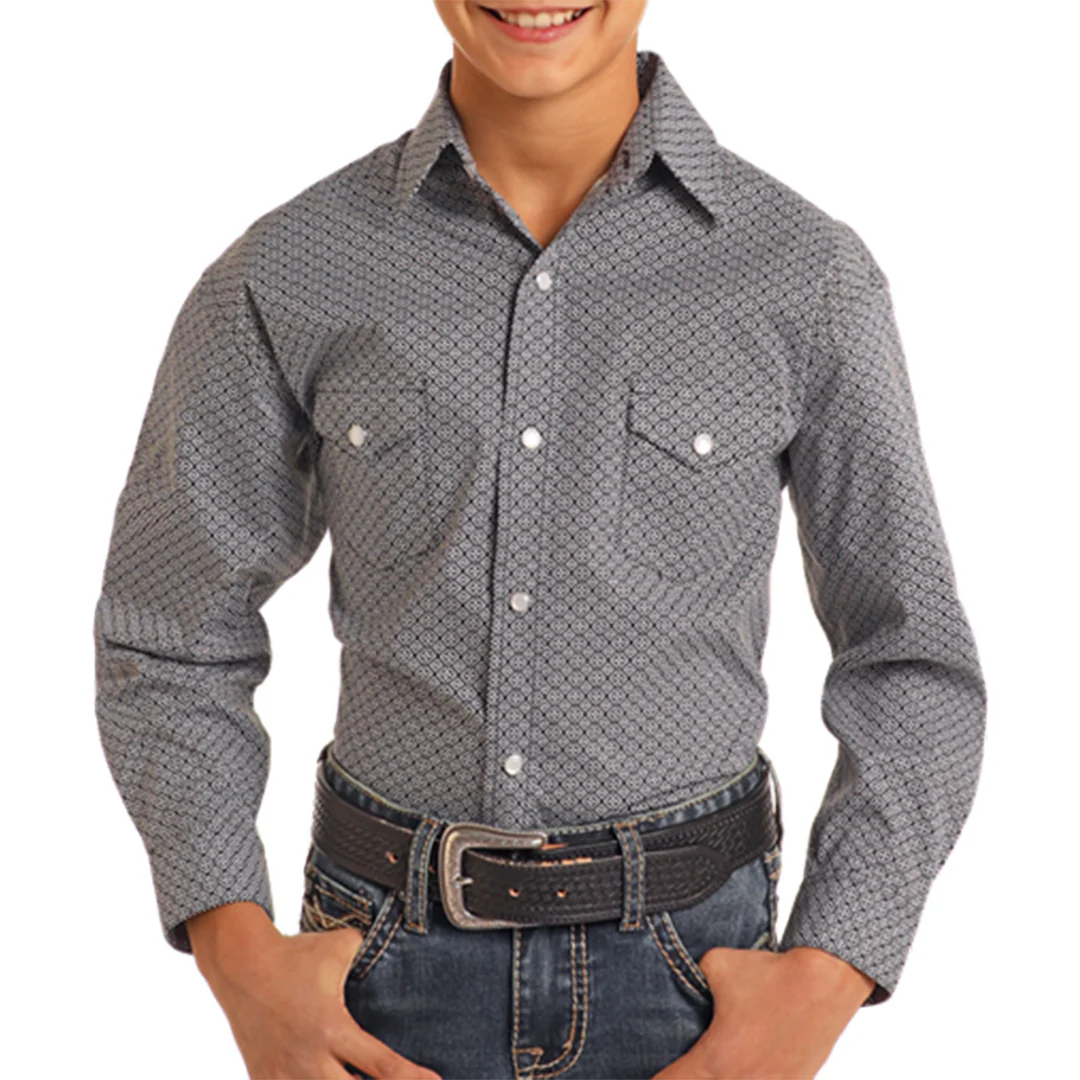 Panhandle Boys' Geometric Print Snap Shirt