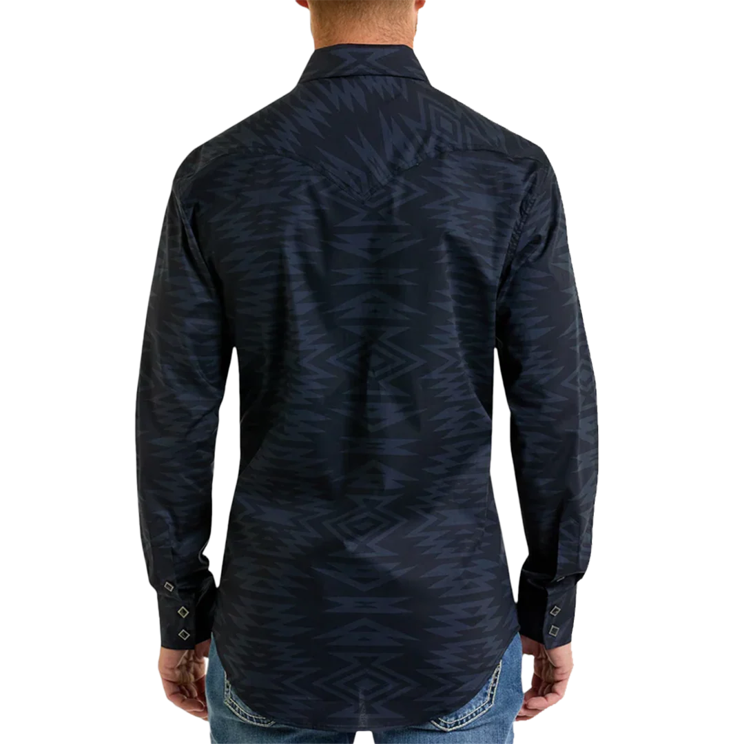 Rock & Roll Denim Men's Aztec Print Long Sleeve Snap Shirt