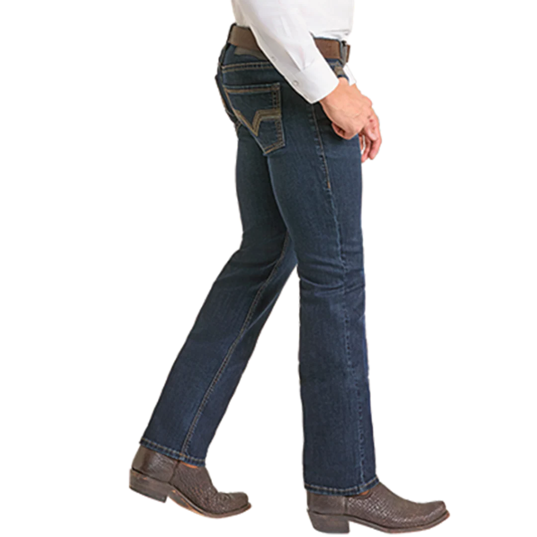 Rock & Roll Denim Men's Embroidery Skinny Straight Jeans