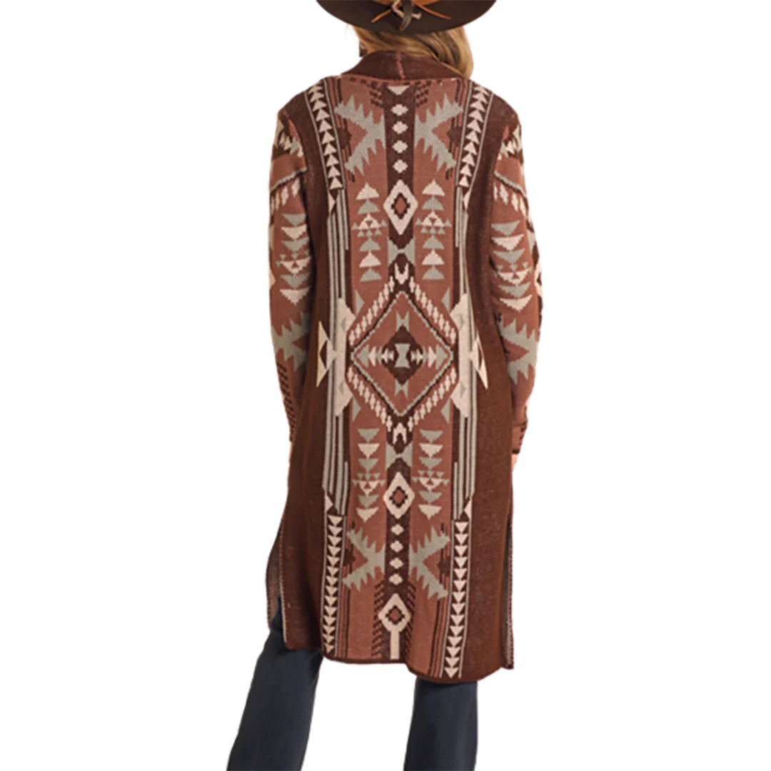 Rock & Roll Denim Women's Aztec Print Duster Sweater